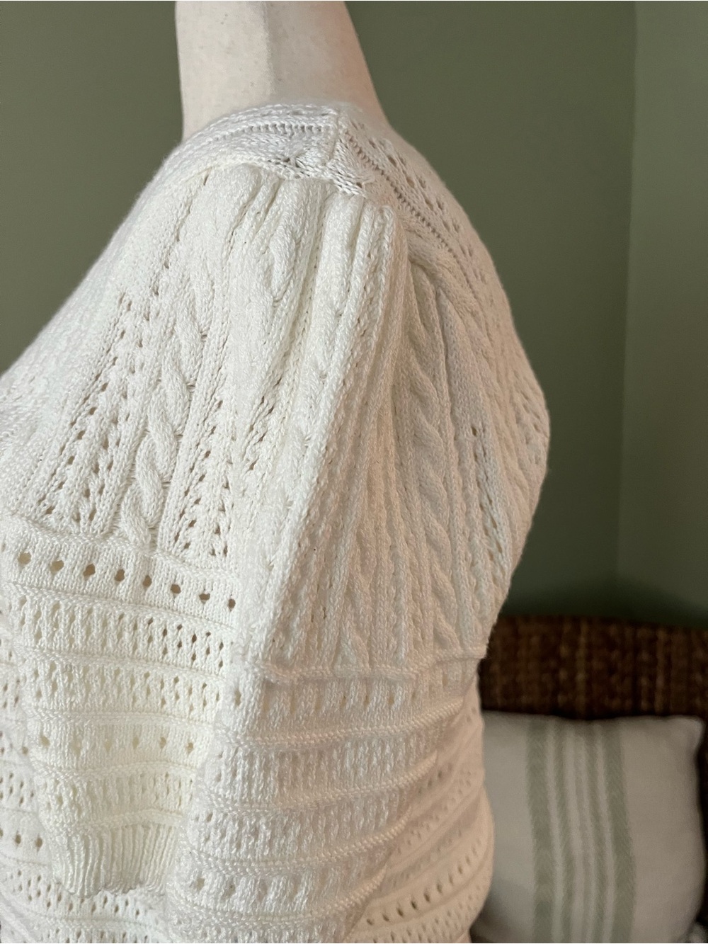 NWT Draper James Ivory Pointelle Cotton Blend Sweater | XL - Picture 4 of 8